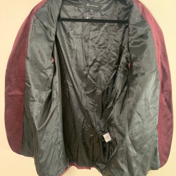 INC International Concepts Size XL Regular Fit Sport Coat Blazer Jacket Burgundy - Picture 6 of 8